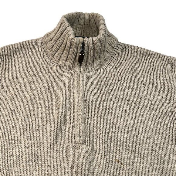 Polo Ralph Lauren Mens Large 1/4 Zip Pullover Sweater Elbow Patch Cotton Hemp - Picture 4 of 9